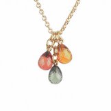 Goldkette mit bunten Safirtropfen