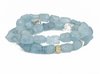 Kette aus gehämmerten Aquamarinstücken mit Silber und Gold